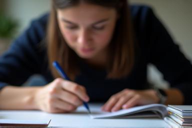 Candidat concentré lors d’une séance de préparation DELF/DALF